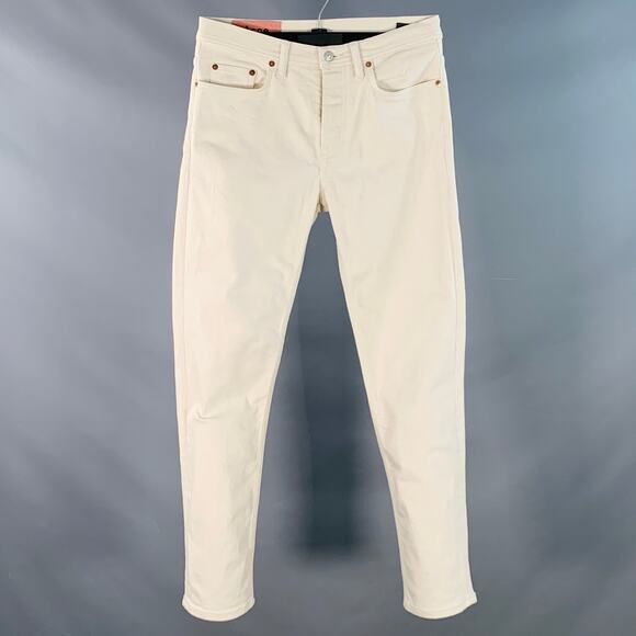 ACNE STUDIOS Size 28 River Ivory Cream Cotton Blend Twill Button Fly Jeans - Picture 1 of 7
